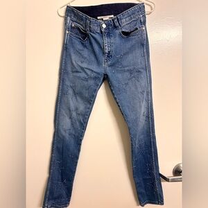 Stella McCartney - Blue Star Embroidered Denim Skinny Jeans